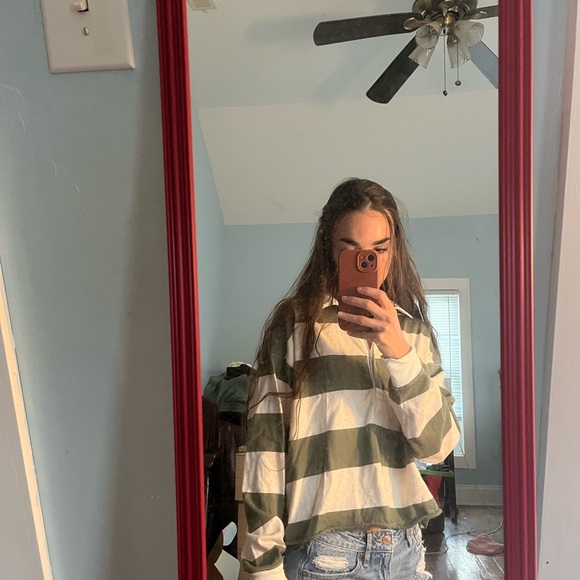 aerie Tops - Aerie Striped Rugby Polo Shirt